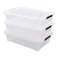 40 Quart Clear Plastic Underbed Storage Container, Wheeled Latching Storage Box for Shoes, Bags, Clothes, Set of 3 - size: 40 Quart