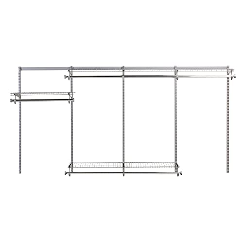 Rubbermaid Configurations Custom Closet Kit 4-8 Ft. Adjustable Metal Wire Shelving Titanium Finish Expandable Organization System Hardware Included for Home Closet/Pantry/Laundry/Mudroom - color: Titanium, size: 4-8 Feet