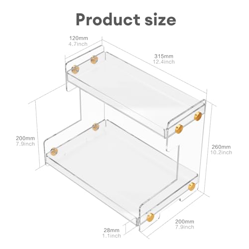 FFK 2 Tier Bathroom Countertop Organizer, Storage Shelf for Cosmetics, Ideal for Cabinet, Pantry, and Desktop, for Kitchen and Office - color: Black 1