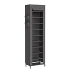 Simple Trending Narrow Shoe Rack with Cover, 10 Tier Shoe Organizer Storage, Tall Free Standing Shoe Cabinet Holds 20 Pairs for Closet, Black - size: 10 Tiers Narrow with Cover, Black