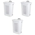 Sterilite 3 pack Ultra Wheeled Hamper, Laundry Basket w/Flip-Top Lid & Retractable Handle - Plastic Rolling Clothes Storage Cart with Ventilated Holes for Home, Apartment or Dorm - size: One Size