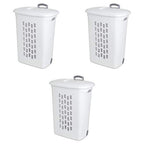 Sterilite 3 pack Ultra Wheeled Hamper, Laundry Basket w/Flip-Top Lid & Retractable Handle - Plastic Rolling Clothes Storage Cart with Ventilated Holes for Home, Apartment or Dorm - size: One Size