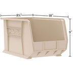 Akro-Mils 30265 AkroBins Plastic Storage Bins, Space-Saving Stackable Bins for Garage, Pantry, Craft Organization, 18-Inch x 8.25-Inch x 9-Inch, Stone, 6-Pack - color: Stone