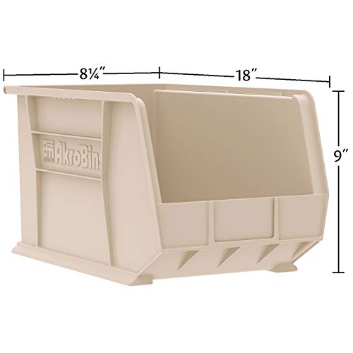 Akro-Mils 30265 AkroBins Plastic Storage Bins, Space-Saving Stackable Bins for Garage, Pantry, Craft Organization, 18-" x 8.25-" x 9-", Yellow, 6-Pack - color: Yellow