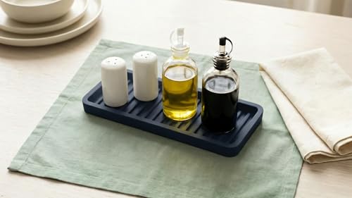 Happitasa Silicone Sink and Surface Organizer Tray, Sponge Holder, Vanity Tray, Trivet, Heat Safe, Dishwasher Safe, for Bathroom and Kitchen Organization (Black, 9"x3.5") - color: Black, size: 9" x 3.5" x 0.6"
