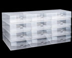 Shihanee 12 Pcs Boot Box Clear Plastic Stackable Shoe Storage Organizer Foldable Heavy Duty Shoe Containers for Closet Small Spaces Dorm Bedroom Apartments (13.4 x 8.3 x 5.1 Inches) - size: 13.4 X 8.3 X 5.1 Inches