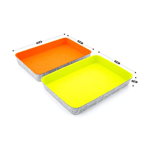 Welaxy 2-piece Office desk drawer organizer tray letter-size documents A4 paper book file Folder Holder storage bins (Orange + Green) - color: Orange + Green