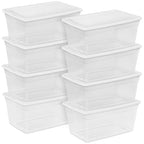 Sterilite 8-Pack 90 Quart Storage Box, Stackable Clear Plastic Bins with Snap-On Lids - Heavy-Duty Organizing Containers for Closet, Bathroom, and Office - size: 90 Quart, style: 8