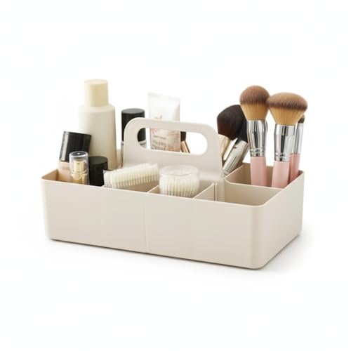 dinrgo Bath caddy for baby,Bathroom Makeup organizer Countertop with Handle,Skincare Caddy for Vanity,Storage Box,bathtub storage,Bathroom Trays,Shower Caddies,Baby Bath Toy Organizer,Desktop storage - color: M1-White