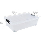 3-Pack 20 Quart Plastic Wheeled Latching Storage Boxes, Stackable Underbed Organizer Bins with Lid, Clear - size: 20 Quart