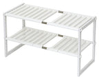 COELO Under Sink Organizer 2-Tier Expandable Shelf Kitchen Bathroom Cabinet Multi-purose Storage Standing Rack, White
