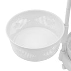 Fruit Basket for Kitchen, 4 Tier Circular Rotating Basket Large Storage Rack with Wheels, Standing Shelf Storage, Multi-Layer Storage Shelves with Top Lid for Living Room, Office, White (4-Tier) - size: 4-Tier