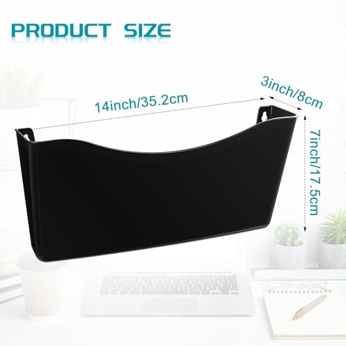 Colarr 6 Pack Expandable Pocket Wall File Holder Plastic Hanging Wall Organizer Space Saving Wallmount File Holder for Office Mail Letter Magazine(Black) - color: Black