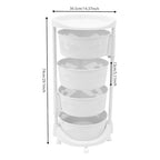 Fruit Basket for Kitchen, 4 Tier Circular Rotating Basket Large Storage Rack with Wheels, Standing Shelf Storage, Multi-Layer Storage Shelves with Top Lid for Living Room, Office, White (4-Tier) - size: 4-Tier