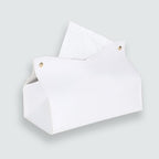 1PCS PU Leather Tissue Box Cover, Rectangle Facial Paper Organizer Dispenser, Modern Tissue Case Holder for Vanity Countertop Nightstands Living Room Office Desk Car (White) - color: White