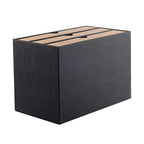 Fashion Multicolor Collocation Leather Desk Organizer File Cabinet Executive Office Supplies Desktop Filing A4 Contract Document Stackable Storage Box with 3 Drawers (Black) - color: Black