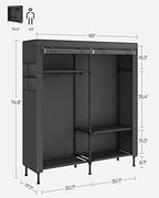 SONGMICS Wardrobe Closet, 65 Inch Heavy Duty Portable Closet, Freestanding Closet Organizer, Clothes Rack with Cover, 2 Hanging Rails, 3 Shelves,4 Side Pockets,Black URDR301B02