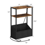 TUTOTAK Narrow Side Table, Small End Table with Charging Station, Nightstand with Fabric Basket, Bedside Table for Small Space, Livingroom, Bedroom Brown TB01BB095 - color: Brown