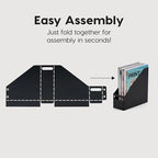 IRIS USA Metal Magazine File Holders, 6 Pack, For Letter/Legal File, Durable Vertical Desktop File Paper Organizer, File Storage Box Stand Rack for Document Notebook Binder Home Work Office, Black - style: Black L - 6 Pack
