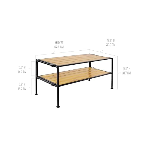 Seville Classics Sturdy Freestanding Storage Shelf for Bedroom, Closet, Entryway, Dorm Room Organizer Stackable Durable Metal Shoe Rack Countryside Aspen Slat, 2-Tier - color: Countryside Aspen Slat, size: 2-Tier