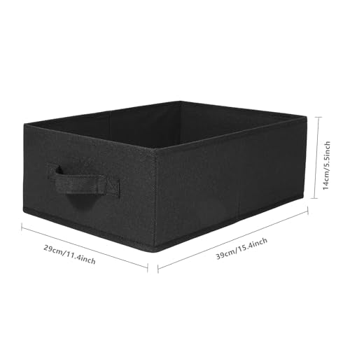 BOMKEE Clothings Collapsible Storage Bins, Foldable Organizers and Storage Baskets Cube Storage Bin for Bedroom Living Room (4 Pack, Black, 15.4x11.4x5.5inch) - color: Black, size: 15.4x11.4x5.5inch