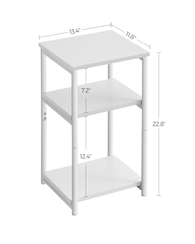 VASAGLE Side Table, Small End Table, Tall Nightstand for Living Room, Bedroom, Office, Bathroom, White ULET273W14 - color: White