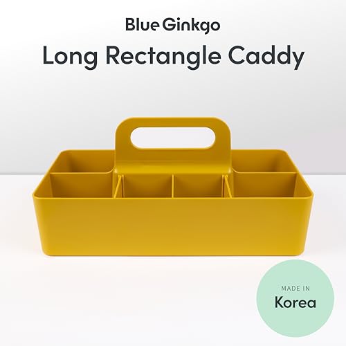 BLUE GINKGO Stackable Organizer Caddy – Korean-Made Portable Tote for Bathroom, Office, Crafts, or School Supplies (Long Rectangle, Yellow) - color: YELLOW, size: Long Rectangle