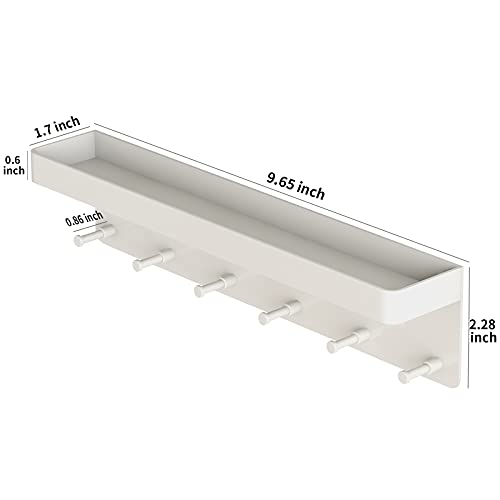 MKO Key Holder for Wall, Mail Organizer and Key Rack Wall Mount with Tray & 6 Hooks for Hallway (White) - color: White 1pcs