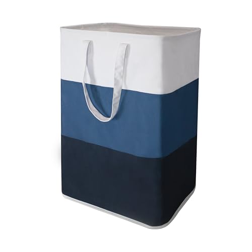 Stylish Freestanding Laundry Hamper with Portable Handles,72L Foldable Laundry Basket with Waterproof Liner,Bathroom Dirty Clothes Hamper,Multi-purpose Storage Bag Space-saving for Home,Dorm,RV(Blue) - color: Blue