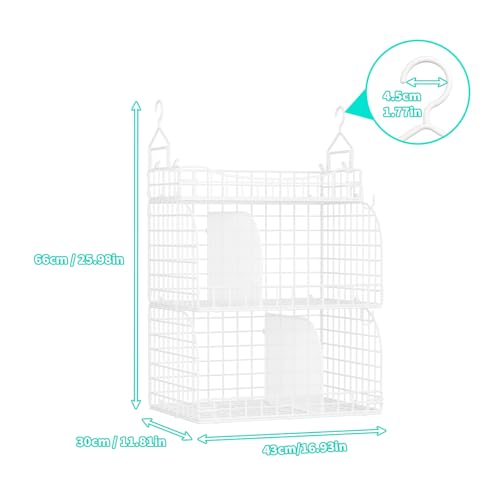 HapiRm Hanging Closet Organizer Storage - 3 Tier Metal Stackable Hanging Closet Shelves with Dividers and S Hooks, Foldable Clothes Shelves for Clothes, Pants, Shoes, Coat, Hats Clutches Accessories - color: White, size: 3-Tier
