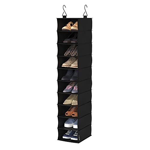 ClosetMaid 20502 10-Shelf Fabric Hanging Closet Organizer for Shoes, Hats, Handbags, Clothes with Charcoal Black Finish - size: 10-Shelf Hanging Shoe Organizer