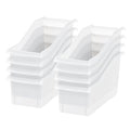 IRIS USA Plastic Book Bin Magazine Holder, 8-Pack, Vertical Standing Connecting Container Box for Office Dorm Study Homework Binder Notebook File Craft Stationery Supplies Organizer Caddy, Clear - style: Clear L - 8 Pack