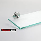 JQK Bathroom Glass Shelf, Tempered Glass Shower Storage 12 by 5 inches, 304 Stainless Steel Brushed Finish Wall Mount, TGS101L12-BN - color: Brushed, size: 12 Inch (1 Pack)