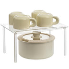 HENABLE 1 Pack Acrylic Cabinet Organizer, Kitchen Countertop Counter Organizer, Clear Spice Rack, Shelf Risers Cabinets for Bathroom, Desk, Dresser Cupboard Organizers and Storage
