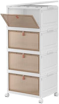 CTSNSLH 4 Tier Plastic Storage Bins with Lid - 27.5Qt Stackable with Lids for Bedroom, Living Room, Office - Foldable Containers, Household Organization - size: 27.5Qt 4-Tier&One Lid