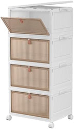 CTSNSLH 4 Tier Plastic Storage Bins with Lid - 27.5Qt Stackable with Lids for Bedroom, Living Room, Office - Foldable Containers, Household Organization - size: 27.5Qt 4-Tier&One Lid