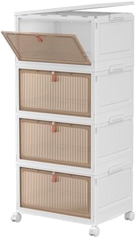 CTSNSLH 4 Tier Plastic Storage Bins with Lid - 27.5Qt Stackable with Lids for Bedroom, Living Room, Office - Foldable Containers, Household Organization - size: 27.5Qt 4-Tier&One Lid
