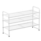 SUFAUY 3-Tier Mesh Shoe Rack, Closet Metal 33" Wide Shoe Shelf Heavy Duty, White - color: White, size: 3 Tier