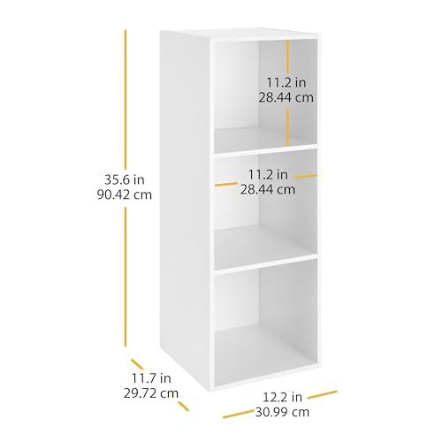 Whitmor 3 Cube Storage Organizer, 3 Tier Stackable MDF Wood Bookcase, Open Storage Display Bookshelf, Storage Cabinet for Living Room, Bedroom, Home, Office, 12.2" L x 11.7" W x 35.6" H, White - color: White, size: 3 Cube, 12.7"L x 11.7"W x 35.5"H