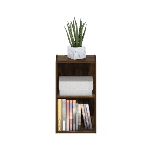 Furinno PASIR Book Shelf, 2-Tier Modern Bookshelf, Open Shelves Bookcase 9 x 12 x 21, Easy Assembly, for Living Room, Bedroom, Home Office, Amber Pine - color: Amber Pine, size: 2-Tier Cube