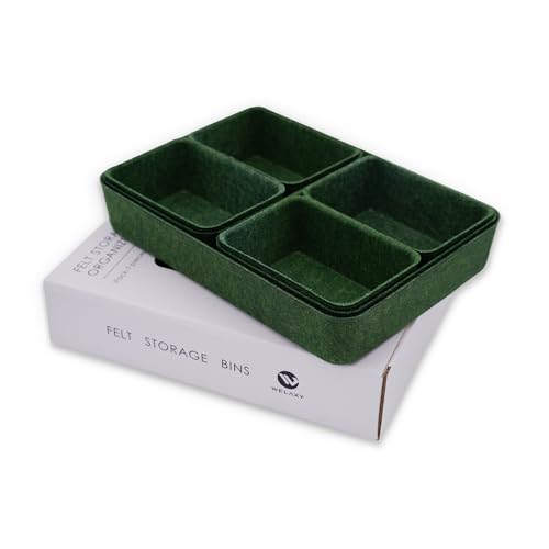 Welaxy Drawer organizers trays felt storage bins drawers dividers organizer boxes for office home interior cozy decor gifts pack 7-piece (Forest Green) - color: Forest Green