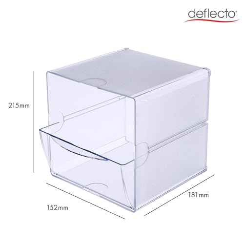 Deflecto Stackable Cube Organizer, Desk and Craft Organizer, 1 Drawer, Clear, Removable Drawer, 6"W x 6"H x 7"D (350801) - style: 1 Drawer