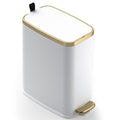 CEROELDA Small Bathroom Trash Can with Lid Soft Close-5L/1.3 Gal Stainless Steel Garbage Can-Step Pedal Wastebasket Slim Trash Bin for Office, Bedroom, Toilet, Live Room-White - color: White