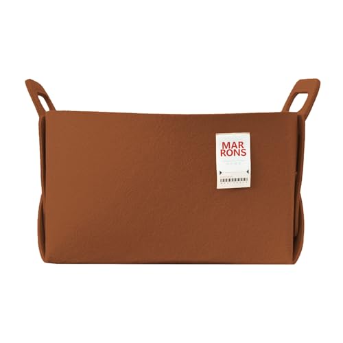 Collapsible Felt BROWN Storage Bin Large 14.6"x9.4"x9.4" – Foldable Basket with Handles for Closet, Laundry Room Organization, Toy Storage, Decorative Storage Bins for Shelves, Nursery Storage - color: BROWN, size: LARGE