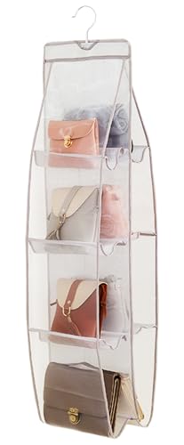 AARAINBOW 1 Pack Hanging Handbag Purse Organizer for Closet, Hand Bag Organizer Holder 8 Pockets, Space Saving Wardrobe Purse Storage Organizer for Women, 46 L x 13.8W (A-Gray) - color: A-Gray