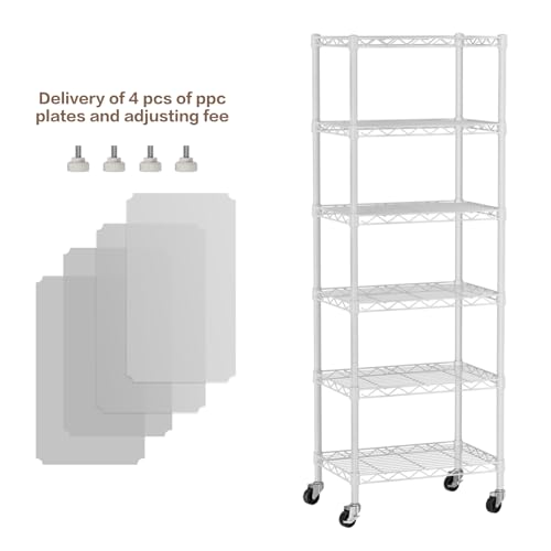Golpart Small 6 Tier Shelf Storage Wire Shelving Unit Metal Shelves Adjustable Organizers Storage Shelving with Wheels for Bathroom Laundry Room Kitchen Pantry12”D x 18”W x 61.6”H White - color: White, size: 5 shelves (12 "D X 18 "W X 61.6 "H)