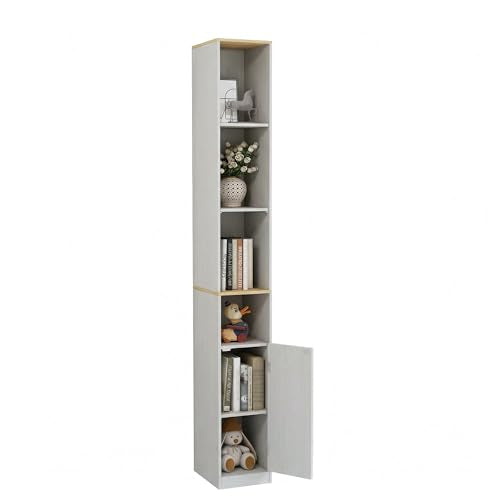 Casaphoria Space-Saving 72" Tall Narrow Bathroom Storage Cabinet, 6-Tier Slim Storage Cabinet with Adjustable Shelves, Anti-Tip Freestanding Display Shelf for Small Spaces, Apartments,White - size: 9.44"L×11.8"W×72.04"H