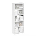 Furinno Rail 5-Tier Open Shelf Bookcase with Classic Style Edges, White - color: White, size: 5-Tier, 10 x 24.6 x 63.5