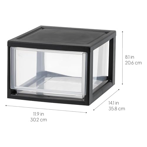 IRIS USA 14.5 Qt. Plastic Drawer Storage Organizer Stacking Drawers, 6-Pack, Stackable Unit with Sliding Drawer for Clothes Bedroom Kitchen Under Sink Pantry Craft Room Bathroom Dorm Office, Black - size: 14 Qt - 6 Pack