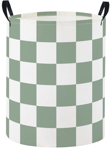 Baby Laundry Basket Baby Nursery Hamper Kids Laundry Basket Toy Storage Bin for Boys Room Decor Gift Baskets for Bedroom Bathroom(Green Checkered) - color: Green Checkered